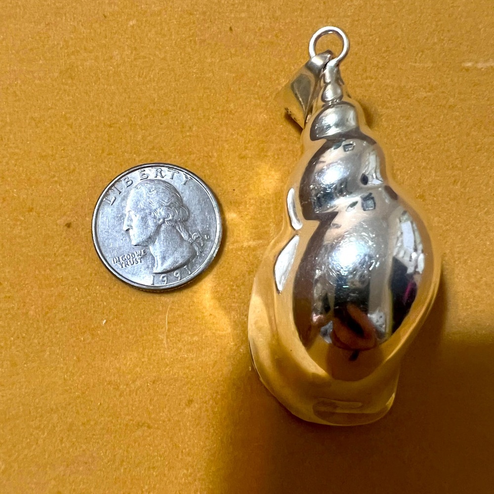 Huge vintage sterling shell pendant - Picture 3 of 5